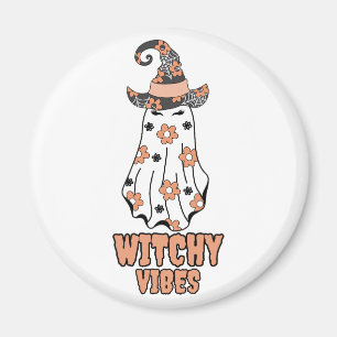 Imán "Vibes de brujería" Naranja fantasma de Halloween