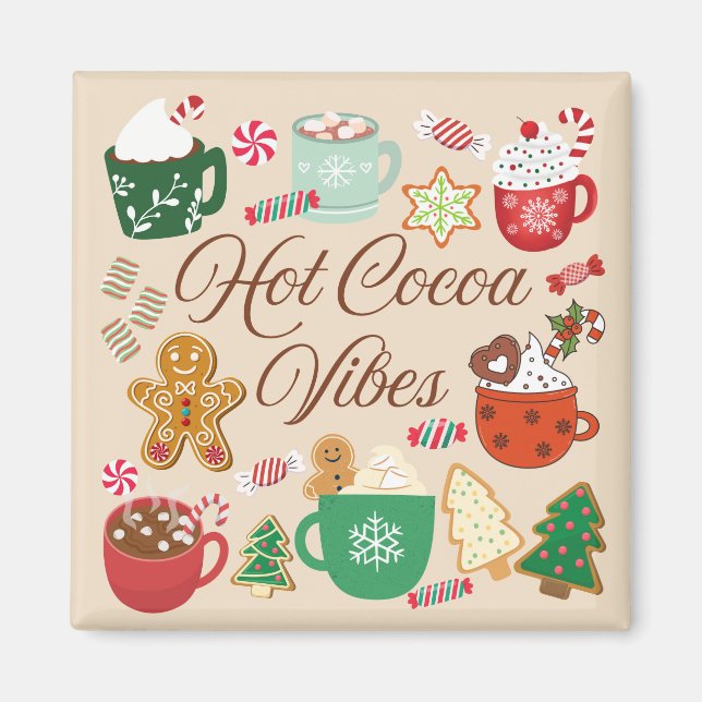 Imán Vibes de Navidades de cacao caliente (Frente)