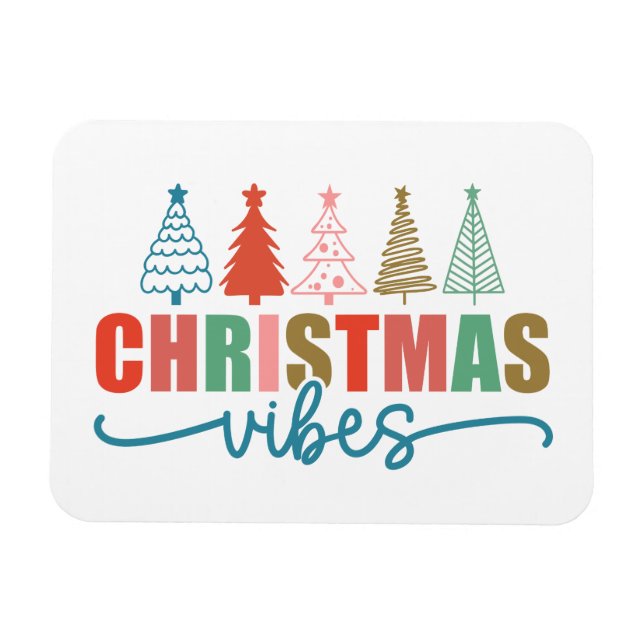 Imán Vibes de navidades - Diseño de árboles de vacacion (Horizontal)