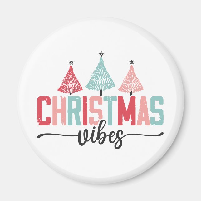 Imán Vibes de navidades - Diseño de árboles festivos (Frente)