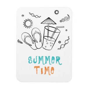 Imán Vibes de verano de sol y vacaciones, arte esbozado