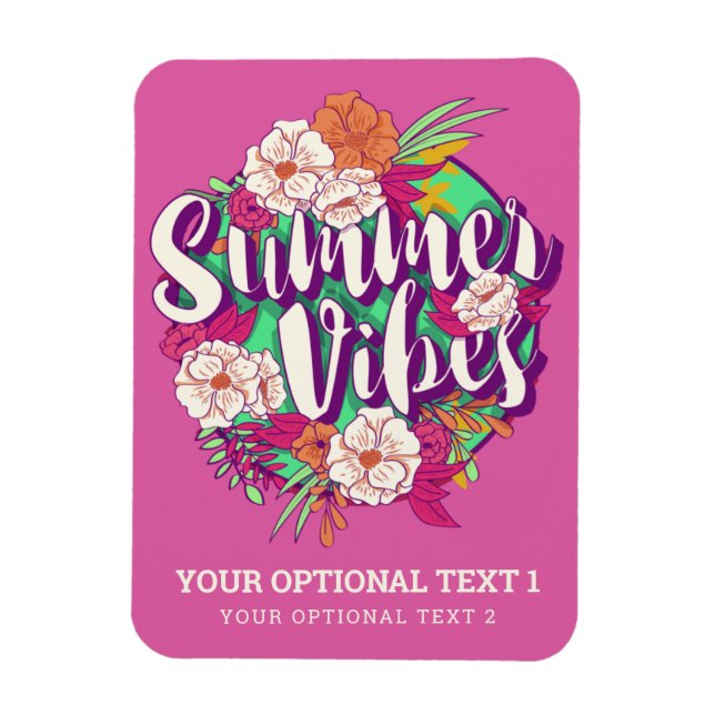 Imán Vibes de verano de texto de personalizado (Vertical)