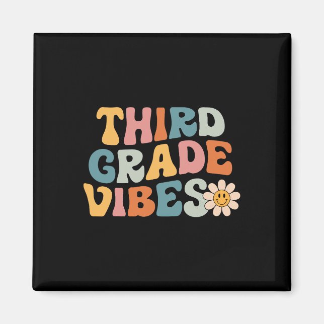 Imán Vibes Grado - Equipo De 3er Grado Retro Primer Día (Frente)