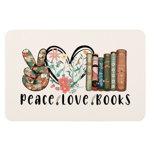 Imán Vibes tranquilas: paz, amor y libros (Horizontal)