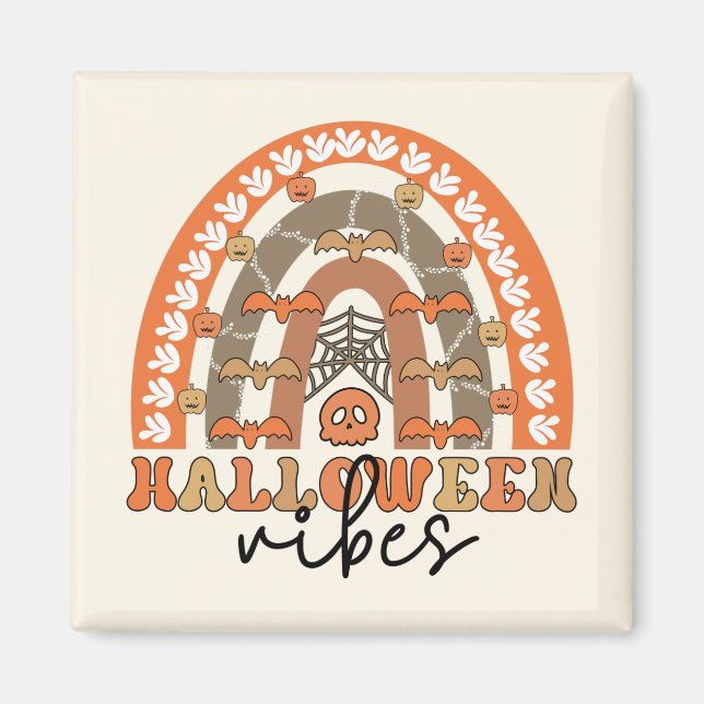 Imán Vibraciones de Halloween Boho Arcoíris Otoño Hallo (Frente)