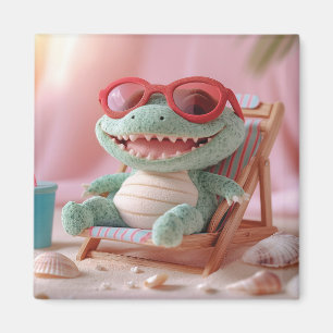 Imán Vibraciones de Verano: Cocodrilo de Peluche Relaja