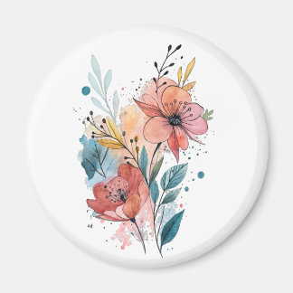 Imán Vibrant Floral Watercolor Design