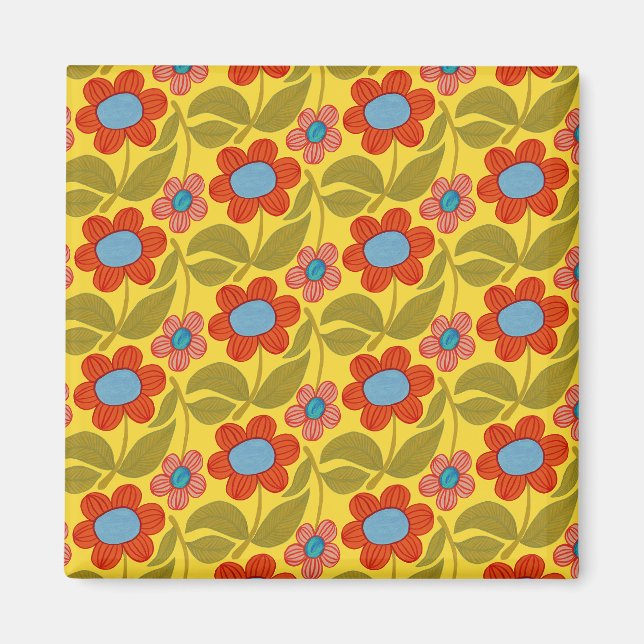 Imán Vibrant Flower Pattern Magnet (Frente)