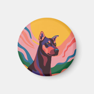 Imán Vibrant Pop Art Doberman Portrait