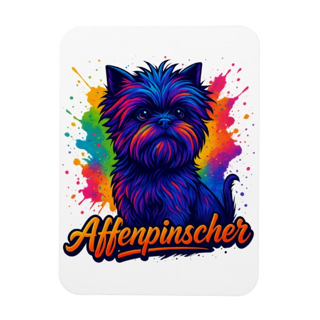 Imán Vibrante Affenpinscher Pop Art Retrato - Colorido (Vertical)