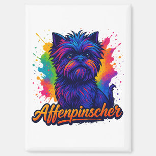 Imán Vibrante Affenpinscher Pop Art Retrato - Colorido