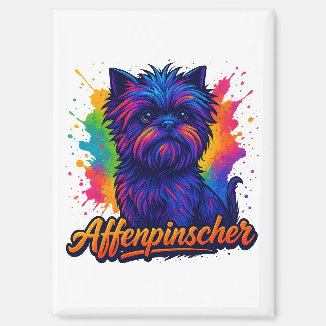 Imán Vibrante Affenpinscher Pop Art Retrato - Colorido (Anverso)
