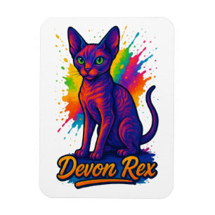Imán Vibrante Devon Rex Pop Art Cat - Neón colorido