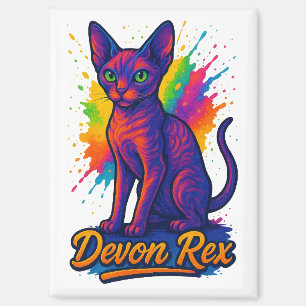 Imán Vibrante Devon Rex Pop Art Cat - Neón colorido