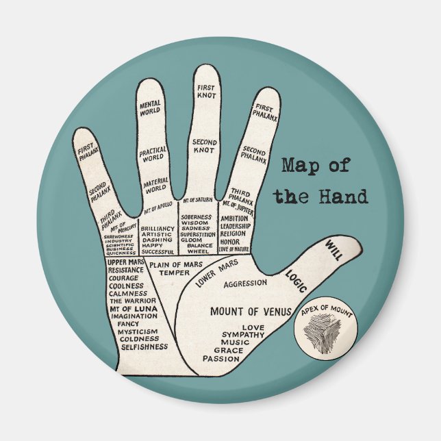 Imán Vibrante fortuna de palmistas de lectura de palma (Frente)