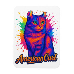 Imán Vibrante Ilustracion de arte pop de gato americano