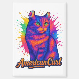 Imán Vibrante Ilustracion de arte pop de gato americano