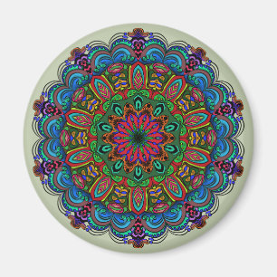 Imán Vibrante Mandala Patrón floral y geométrico