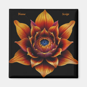 Imán Vibrante Naranja Flor Head Plant Arte Botánico