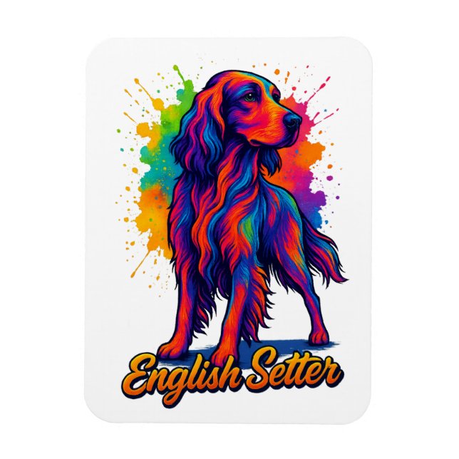 Imán Vibrante perro setter inglés de arte pop (Vertical)