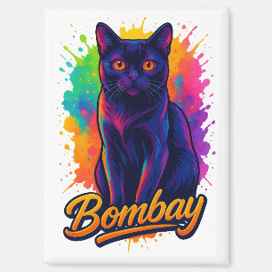 Imán Vibrante Pop Art Bombay Cat - Neon Street Art