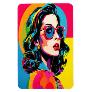 Imán Vibrante Pop Art Mujer Retro Moda Decoración Pared
