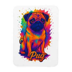 Imán Vibrante Pug de Arte Pop – Perro Neon Colorido