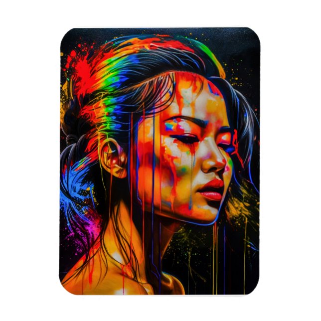 Imán Vibrante retrato neón - Resumen de arte expresioni (Vertical)