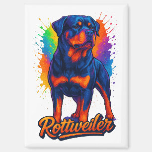 Imán Vibrante Rottweiler Pop Art – Perro Neon Audaz