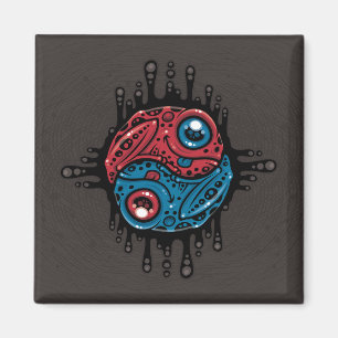 Imán Vibrante veneno rojo y azul Dart Frog Yin Yang