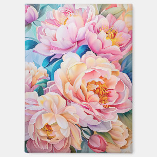 Imán Vibrantes peonías floreciendo en suave pastel