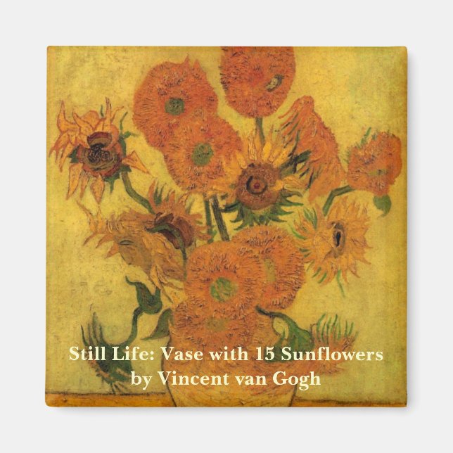 Imán Vicente van Gogh Vase de Vida Fija con 15 girasole (Frente)