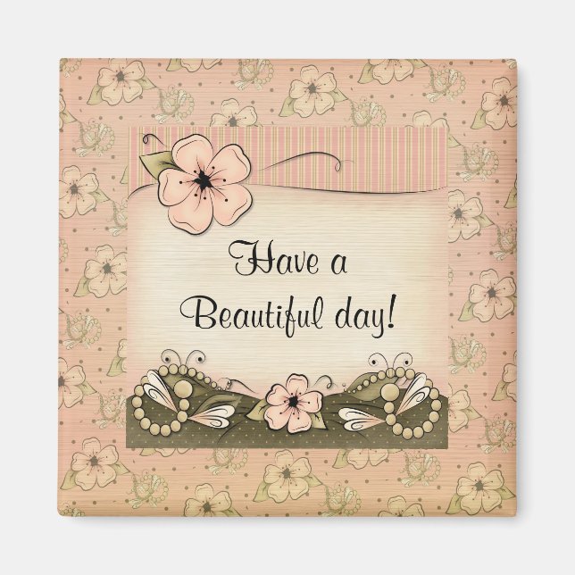 Imán Victoria Blossoms Pearls Fridge Magnet (Frente)