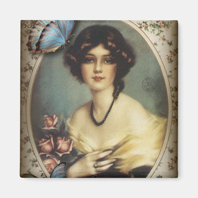 Imán Victoria del chica parisino de mariposa de la anti (Frente)