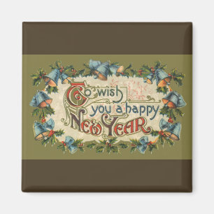Imán Victorian del vintage, desearle una Feliz Año
