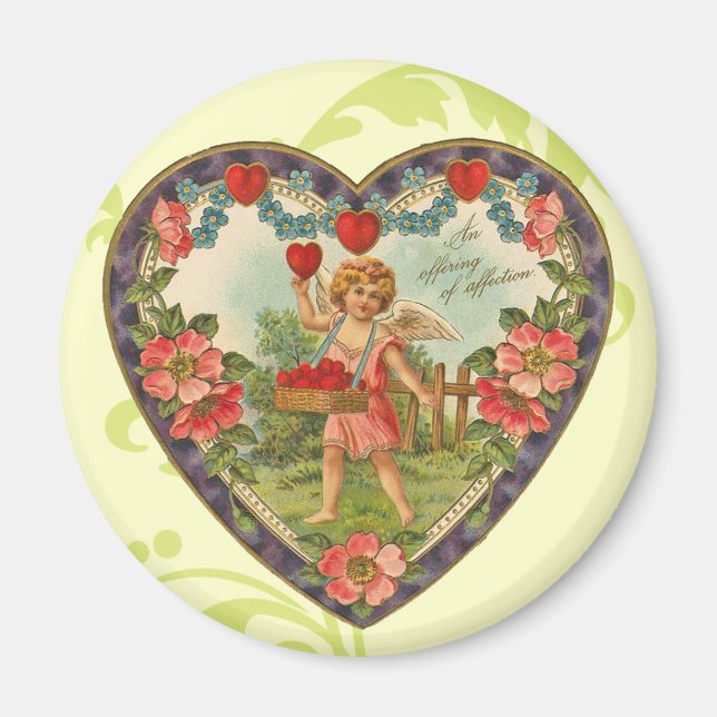Imán Victoriano Cupido Heart Magnet (Frente)