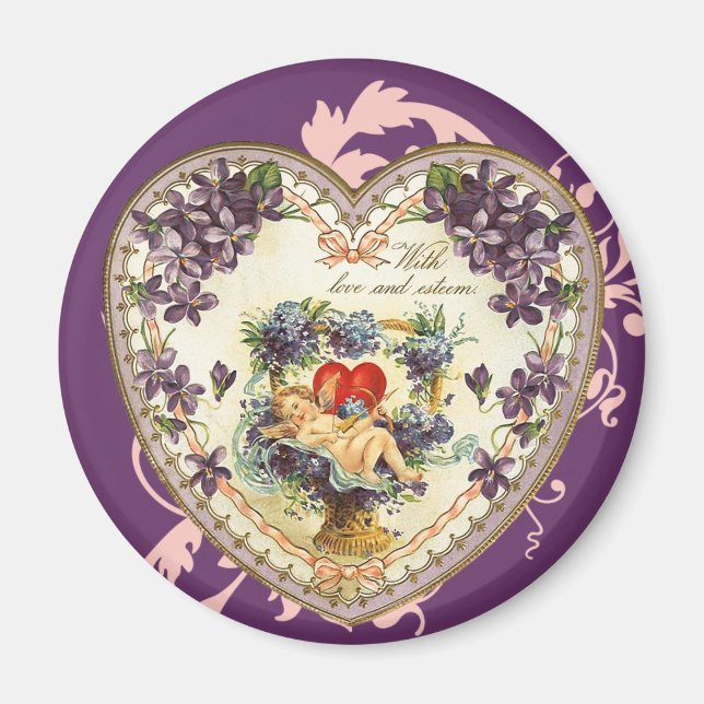 Imán Victoriano Cupido Heart Magnet (Frente)