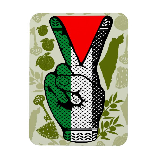 Imán Victory Sign Hand Resistance Red Triangle Symbol (Vertical)