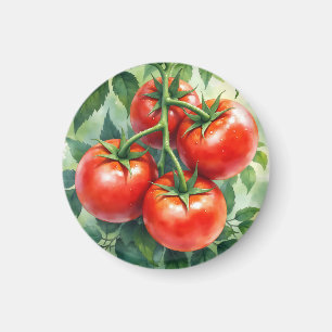 Imán Vid de Tomate Maduro Acuarela Fresca