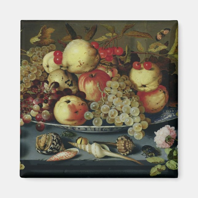 Imán Vida con frutas, flores y mariscos (Frente)