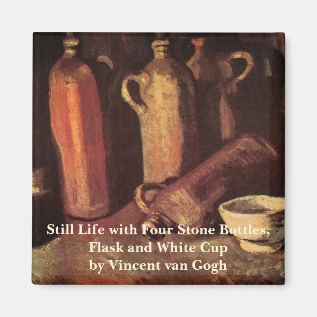 Imán Vida de 4 botellas de piedra de Vincent van Gogh (Frente)