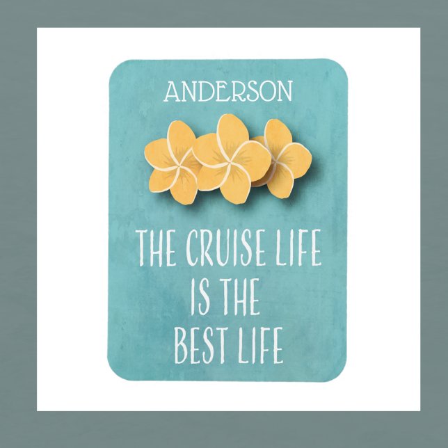Imán Vida de crucero Flor tropical Monograma Puerta de  (Beautiful cruise ship magnet for your next cruise. Floral with cruise quote and your name.)