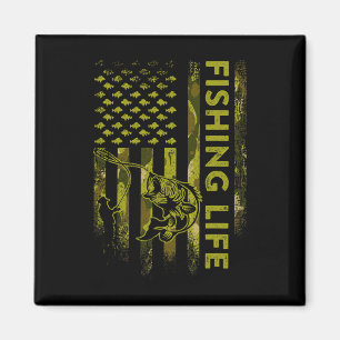 Imán Vida de pesca de camuflaje con bandera de Estados