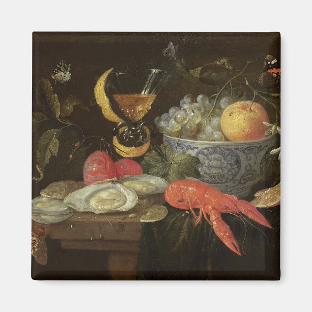 Imán Vida fija con fruta y mariscos, 1653 (petróleo en (Frente)