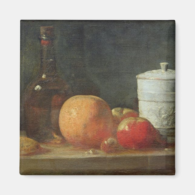 Imán Vida residual con botella de vino y fruta (Frente)