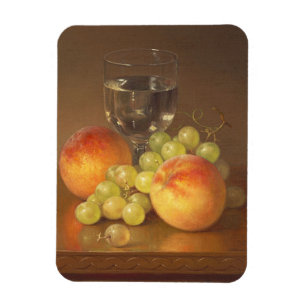 Imán Vida, Wineglass, dos melocotones, fruta y vino