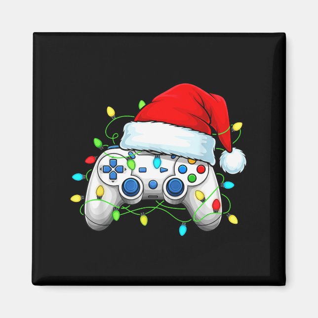 Imán Video Game Controller Christmas Santa Hat Gamer Bo (Frente)