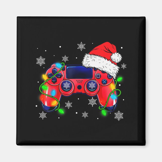 Imán Video Game Controller Christmas Santa Hat Gamer Bo (Frente)
