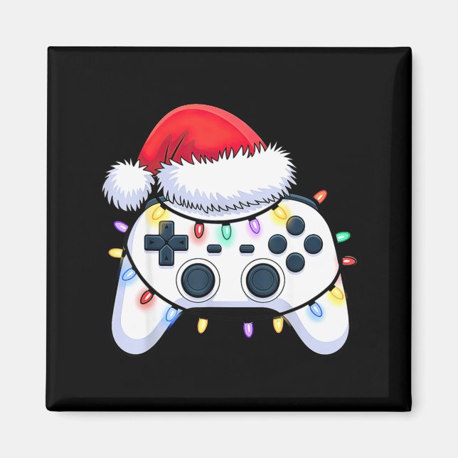 Imán Video Game Controller Christmas Santa Hat Gamer Bo (Frente)