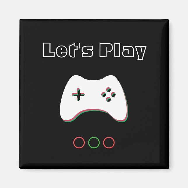 Imán Video Game Controller, Let's Play, Red & Green Art (Frente)